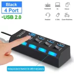 Usb Hub 2.0 Hulti Usb Splitter 4 7 Ports Expander Multiple Usb 2 Hab No Power Adapter Usb Hub With Independent Switch For Pc