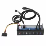 5.25" Cd-Rom Drive Bay Front Panel 7 Ports Hub 4-Port Usb 2.0 Hub 2-Port Usb 3.0 Hub 1-Port Fast Charging For Des Pc Case