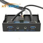 Xt-Xinte 19pin To Usb 3.0 Hub Hd Audio Earphone Mic Connector 2ports Usb3.0 Pc Front Panel Brt With Cable 3.5" Floy Bay
