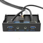 Xt-Xinte 19pin To Usb 3.0 Hub Hd Audio Earphone Mic Connector 2ports Usb3.0 Pc Front Panel Brt With Cable 3.5" Floy Bay
