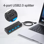 Usb 2.0 Hub Usb Hub 2.0 Multi Usb Splitter Hub Use Power Adapter 4 Port Multiple Expander 2.0 Usb Hub With Switch For Pc