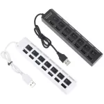 Splitter With Power Adapter 7 Ports Led Usb 2.0 Adapter Hub Power On/off Usb Splitter Hub For Pc Usb Hab Hi Speed