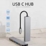 Usb Type C Hub Type-C To Hdmi 4 Vga Adapter Rj45 Lan Ethernet Sd Tf Usb-C 3.0 Typec 3.5mm Jac Audio Video For Macbo Pro