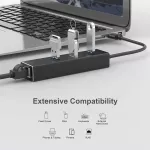 Usb 3.0 Hub Splitter Type C To 3-Port With Rj45 Gigabit Ethernet Lan Networ Adapter Pat For E Macbo Pro Ex