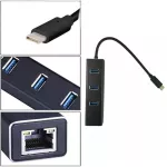 Usb 3.0 Hub Splitter Type C To 3-Port With Rj45 Gigabit Ethernet Lan Networ Adapter Pat For E Macbo Pro Ex