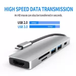 Usb C Hub To Hdmi Adapter 4 Thunderbolt 3 Usb 3.0 Type-C Doc With Tf Sd Reader Slot Pd Splitter For Macbo Pro/air M1