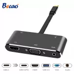 Becao Type C HUB เป็น HDMI 4 พัน USB3.0 เสียง VGA HUB สายฟ้า 3 อะแดปเตอร์สำหรับ MacBook pro Samsung Note8 S8 S9 Dex โหมด Nintendo