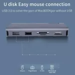 Becao Type-C7 ใน 1 สถานีเชื่อมต่ออัจฉริยะพบ 2 X USB3.0 + Sd + Tf + Hdmi + RJ45 + Pd type-C Converter