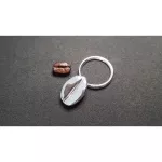 พวงกุญแจชุบเงินแท้ เมล็ดกาแฟสีเงิน