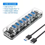 Des Transparent Usb 3.0 Hub 4 7 Ports 5ps Hi Speed With Power Charger For Mobile Phone Windo Mac Li Lap Pc