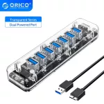 Des Transparent Usb 3.0 Hub 4 7 Ports 5ps Hi Speed With Power Charger For Mobile Phone Windo Mac Li Lap Pc