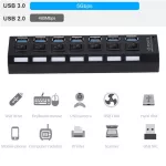 Usb 3.0 Hub Usb Hub 3.0 Multi Usb Splitter 3 Hab Use Power Adapter 7 Port Multiple Expander 3.0 Usb3 Hub With Switch For Pc