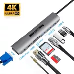 Usb Type C Hub To Hdmi Rj45 Lan Multi Usb 3.0 Pd Adapter To 4 30hz Usb-C Hub For Macbo Pro Air Doc Usbc Type-C Hub Splitter