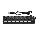 Usb Hub 2.0 Hi Speed 7 Port Hub Splitter With On/off Switch Multi Power Adapter Hi Speed Hub For Pc R Accessories