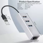 Ofc Usb C Hub 3.0 To Rj45 Gigabit Ethernet Adapter 1000mbps Usb Type C Hub With Lan Networ Splitter For Lap R Mac