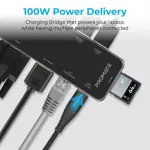 Promate USB-C HUB รุ่น PrimeHub-Pro Ultra-Fast Multiport USB-C Hub with 100W Power Delivery Type-C