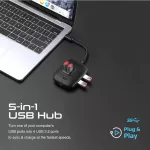 Promate USB-C Hub SnapHub-4 10Gbps Ultra-Fast USB 3.2 Hub Type-C
