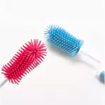 Silicone bottle brush+sponge Straight handle/rotating 360 degrees