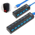 Usb 3.0 Hub Multi Usb Hub 7 Port Otg Hub Charge With Power Adapter Led Usb Multi Ports Splitter For Computer Pc Extender 3.0 2.0