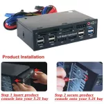 5.25 Inch Pc Media Dashboard Front Panel Audio With Sata Esata 2 X Usb 3.0 And 6 X Usb 2.0 Hub Sd Tf Mmc M2 Cf Ms Card Reader