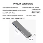 Ingelon Thunderbolt 3 Dock 7in1 Usb-C Hub Dual Type-C Multiport Card Reader Usb3.1 Charge Adapter 4k Hdmi For Macbook Pro