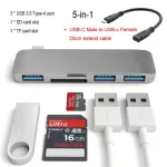 Easya 5-In-1 Thunderbolt 3 Adapter Usb Type C Hub Dock Dongle With Tf Sd Card Reader Usb 3.0 For Macbook Pro/air Usb-C