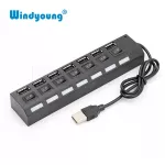7 Port Usb 2.0 Hub High Speed Power Cable With Led Light Indicator On/off Sharing Switch Adapter For Pc Desk Lap