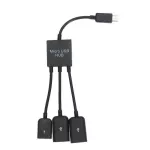 3 In1 Male To Female Dual Micro Usb 2.0 Host Otg Hub Adapter Cable For Samsung Compatible With Keyboard Mouse Card Reader