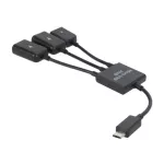3 In1 Male To Female Dual Micro Usb 2.0 Host Otg Hub Adapter Cable For Samsung Compatible With Keyboard Mouse Card Reader