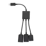 3 In1 Male To Female Dual Micro Usb 2.0 Host Otg Hub Adapter Cable For Samsung Compatible With Keyboard Mouse Card Reader