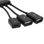 3 In1 Male To Female Dual Micro Usb 2.0 Host Otg Hub Adapter Cable For Samsung Compatible With Keyboard Mouse Card Reader