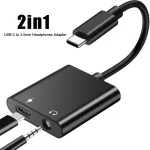 2 In 1 Earphone Audio Adapter Charging Cable Mobile Phone Aux Dual Jack Usb C To 3.5 Mm Headphone Adapter For Mobile Phone Cable