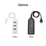 4-Ports Usb Hub 1-Meter Portable Usb 2.0/1.1 Splitter Supports Charging 480mbps High Speed Data Transfer Rate For Pc Lap