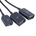 3 In 1 Micro Usb Hub Male To Female Double Usb 2.0 Host Otg Adapter Cable Converter Extender Universal For Mobile Phones Black