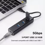Usb C Hub 3.0 3 Port Type C Rj45 Hub Splitter 10/100/1000m Ethernet Adapter Network Card Lan For Macbook Pro Air Accessories