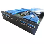 En-Labs Pc Case 3.5 Inch Front Panel 4 Ports Usb 3.0 Usb Hub W/ Hd Audio Mic 2 X Usb 3.0 Female To Motherboard 20pin Cable