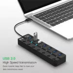 4/7 Ports Usb Hub With Switch Multi Usb 3.0 Hub Splitter Usb Expander Adapter Fast Charge For Phone Pc Lap