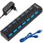 Usb Hub 3.0 7 Port 5gbps For Macbook Pro Air 2a Power Adapter Usb 3.0 Hub With Switch Lap Computer Accessories Usb Splitter