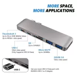 Usb C Hub 6 In 1 Usb Type C Hub Adapter Dongle Compatible For Macbook Pro 13 15 Thunderbolt 3 Usb C