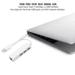 Usb C Hub 1000mbps 3 Ports Usb 3.0 Type C Hub Usb To Rj45 Gigabit Ethernet Adapter For Macbook Lap Computer Accessories