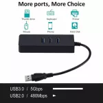 Portable 3 Ports Usb3.0 Hub Usb To Rj45 Lan 1000mbps Gigabit Ethernet Adapter Usb 3.0 To Rj45 Lan Network Card For Windows Lapto