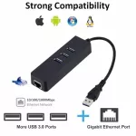 Portable 3 Ports Usb3.0 Hub Usb To Rj45 Lan 1000mbps Gigabit Ethernet Adapter Usb 3.0 To Rj45 Lan Network Card For Windows Lapto