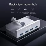 Clip Type 4 Ports Portable 10-32mm Range Universal Splitter Aluminium Alloy With Led Indicator Data Transmission Usb3.0 Hub