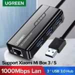 Ugreen Usb Hub Usb 3.0 2.0 To Rj45 Lan 10/100/1000m Network Card For Xiaomi Mi Box 3/s Usb Lan Ethernet Adapter For Macbook
