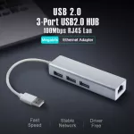 Ofccom Usb Hub 2.0 3 Ports To Rj45 10/100mbps Lan Network Usb Ethernet Adapter Splitter For Lap Computer Mac Ios Android
