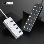 Aluminum Alloy 4 / 7 Ports Usb 3.0 Hub Sub-Control Switch Hub 60/120cm Cable Upto 5gbps Splitter With Ce Certified Eu Charger