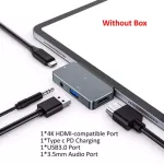 Outmix USB C Hub to 4K HDMI-ComPAPATIBLE Adapter with USB-C PD USB3.0 3.5mm Jack Port USB Type C Doc for iPad Pro Macbook Pro/Air