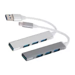 Usb Hub 4-Port Usb Hub Portable 5gbps Data Hub Splitter Aluminum 4 In 1 Docking Station Multiport Adapter Dongle