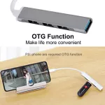 Usb Hub 4-Port Usb Hub Portable 5gbps Data Hub Splitter Aluminum 4 In 1 Docking Station Multiport Adapter Dongle