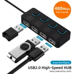 Usb 2.0 Hub Multi Usb Splitter 4 Port Expander Multiple Usb 2.0 Hub Use Power Adapter Usb 2.0 Hub With Switch For Pc Computer